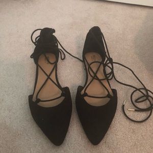 Black lace up flats
